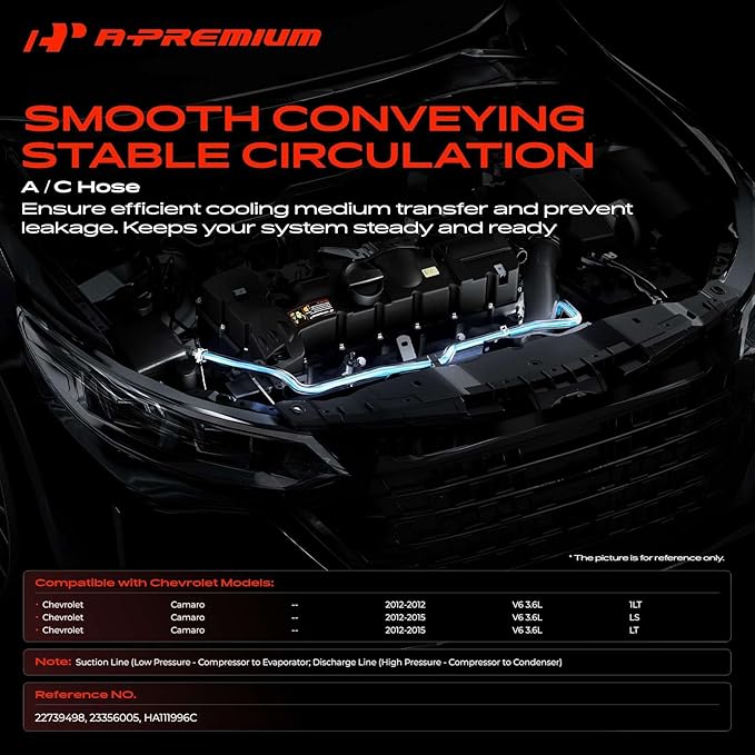 A-Premium A/C Suction Hose & Discharge Line Hose Assembly Compatible with Chevrolet Camaro, 2012 2013 2014 2015, 3.6L