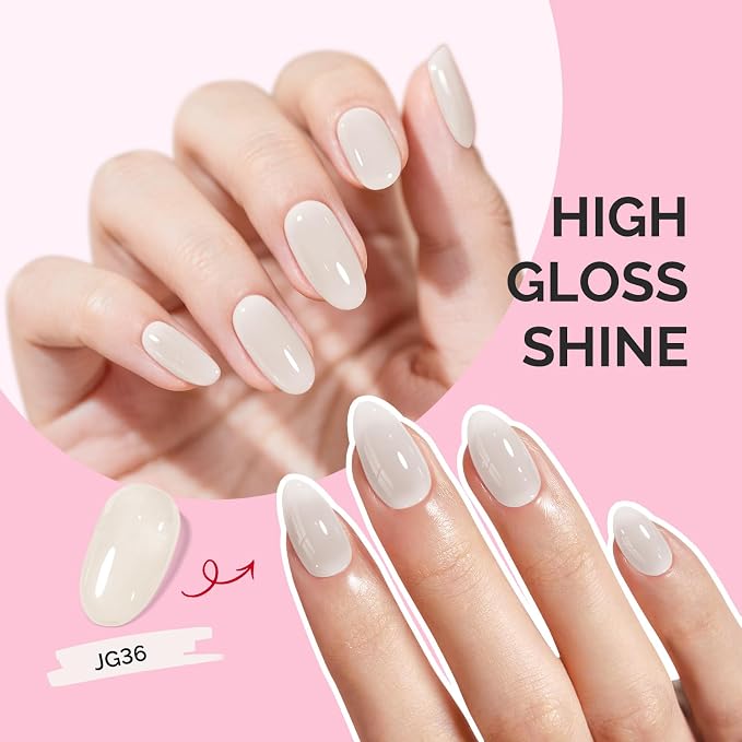 MelodySusie Milky White Gel Nail Polish, 0.5Fl.oz Jeweliver Gel Polish Milky Natural Color Sheer Soak Off UV LED Light Cure Gift for Women Girls Nail Art Manicure DIY at Home JG36
