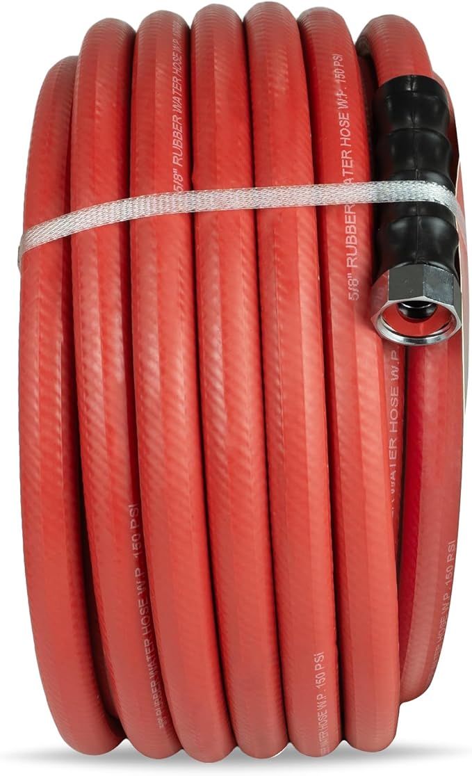 Gilmour Pro Rubber Hot Water Garden Hose – 5/8" x 100', Kink-Resistant, 400 PSI, Brass Fittings, Flexible in Cold, USA Made