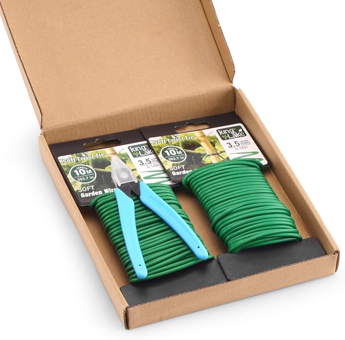 KINGLAKE Green Garden Wire with Pliers - 66 Feet 3.5mm Garden Ties Soft Plant Twist Ties Plant Wire for Climbing Plants Tomatoes Support Vines Vegetables Flowers Indoor & Outdoor Gardening Training