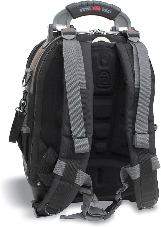 Veto Pro Pac Tech Pac Tool Backpack – Heavy-Duty Weatherproof Tool Bag with 46 Pockets, Waterproof Molded Base & Ergonomic Padded Straps & EVA Back Padding for Technicians and Contractors