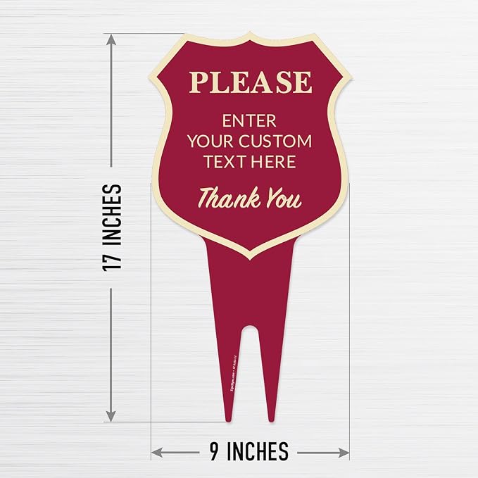 Personalized Aluminum Composite Yard Stake Sign, Custom Inground Shield Decor Indoor/Outdoor Sign, 16x9 Inches, ACM, Fade Resistant, Made in USA by Sigo Signs