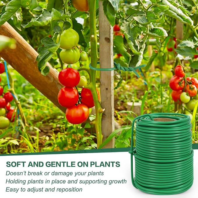 Tenn Well Garden Wire, 164 Feet 3.5mm Soft Plant Ties, Gardening Twist Ties for Climbing Plants, Tomatoes, Climbing Roses, Indoor & Outdoor Plants