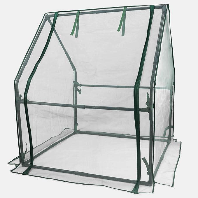 Gardzen Mini Greenhouse with Zipper Mesh Cover, Steel Frame Portable Outdoor Greenhouse, Enhanced Ventilation, Ideal for Spring, Summer & Fall 36.2"(L) x36.2(W) x42.5(H)