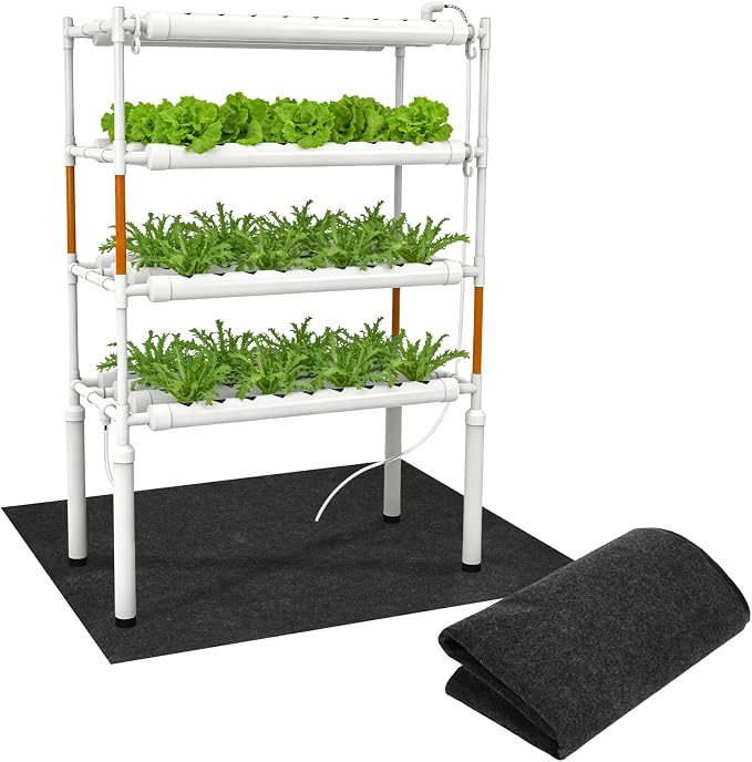 Under Hydroponics Growing System Mat, 23.6" x 43.3" Felt Outdoor Hydroponics Growing Stand Rug with Non Slip Backing, Protective Water Bucket Mat for Indoor Outdoor Plant