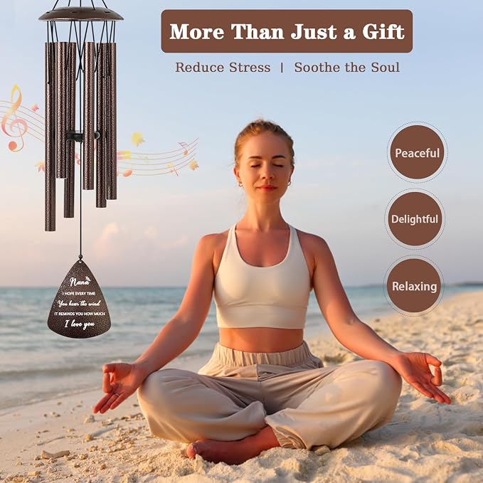 Soopau Nana Gifts, 32" Bronze Wind Chimes Nana Gift, Grandma Gifts from Grandkids, Christmas Birthday Gift for Grandma Nana Grandmother