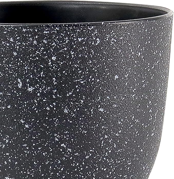 WSMKSZ Large Flower Pots 12/10/9 inch, Set of 3 Modern Decorative Plastic Planters with Drainage Holes and Saucers for Garden House Plants, Plant Pots for Indoor Outdoor Plants, Speckled White