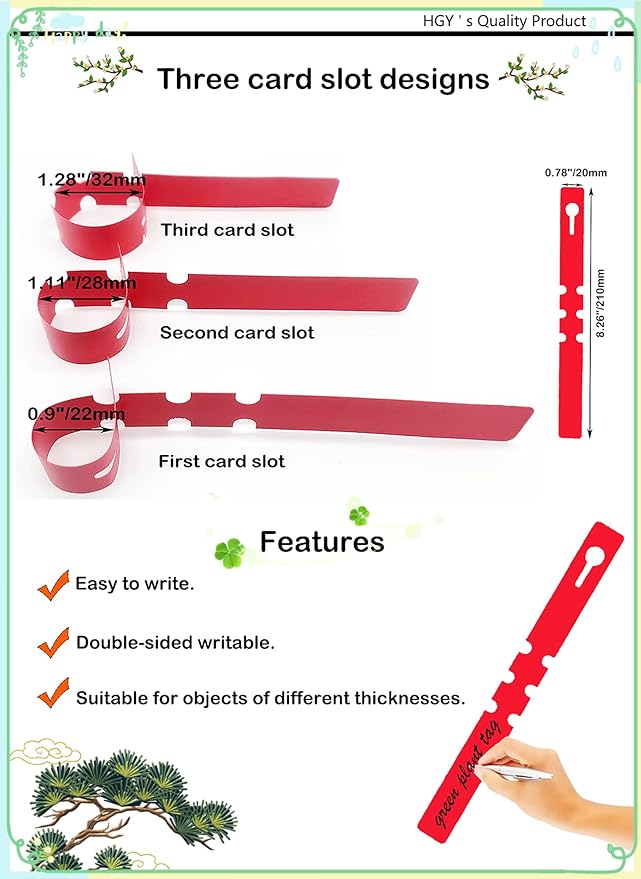DaTpuik 100Pcs Pink Tree Tags Wrap Around Plant Tags Markers,Removable, Adjustable Garden Labels Plant Tags with Large Writing Surface 8.27"x0.8"