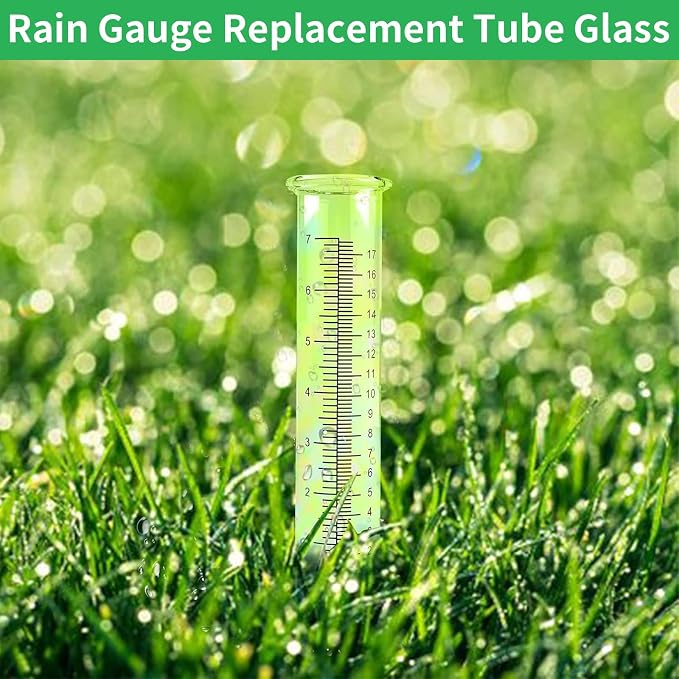 TBWHL 7" Capacity Rain Gauge Replacement Tube Glass, Rain Gauge Outdoor Replacement Glass, 8.27 Inches x 2 Inches Rain Gauges for Yard Garden Outdoor, Deck, Lawn (2Pcs)