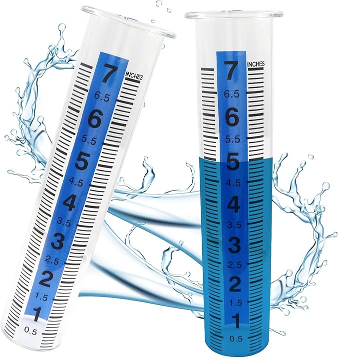 2Pcs 7Inch Rain Gauge Replacement Tube, Plastic Rain Gauges Outdoors for Yard, Garden, Water Gauge for Rain