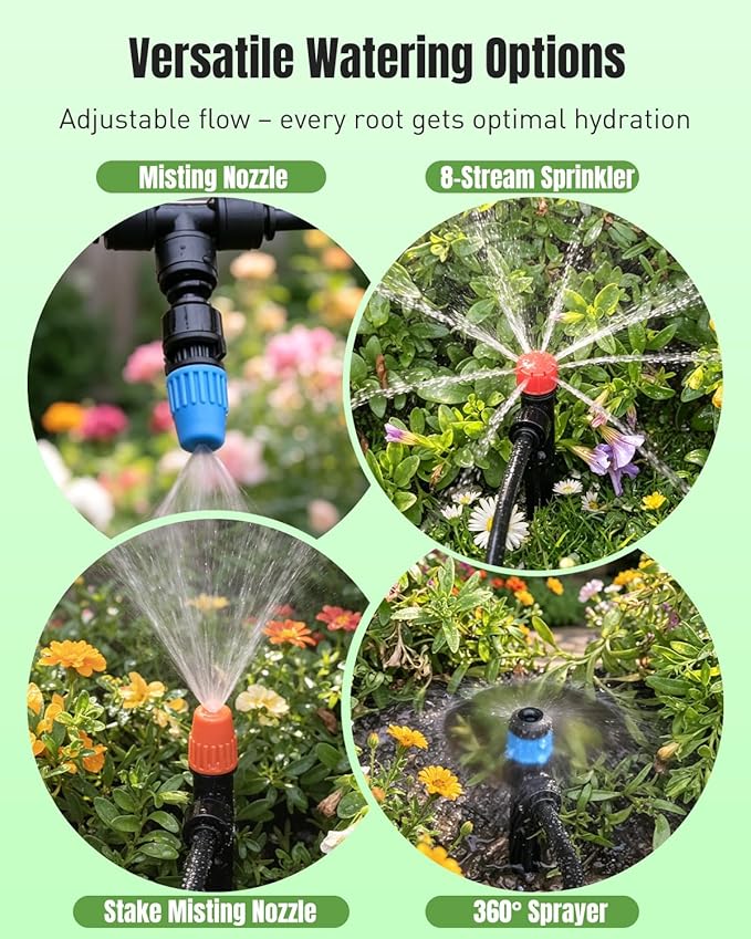 Pawfly 230 ft Quick Connect Drip Irrigation Kit, Drip Irrigation System for Garden Watering System with 1/2" (33 ft) & 1/4" (197 ft) Tubing and Accessories Garden Irrigation System for Greenhouse Lawn
