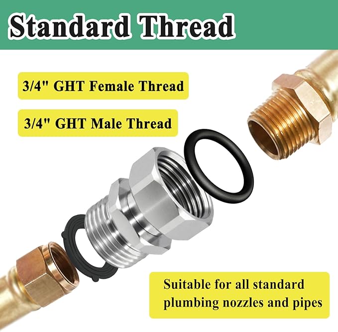 Garden Outdoor Hose Swivel Adapter, 3/4 GHT Male and Female, Water Pipe Connectors with Washer