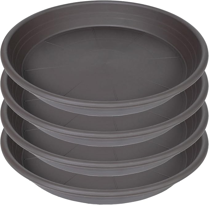 4 Pack of 16 inch Plant Saucer, Large Plant Tray, Heavy Sturdy Plant Drainage Tray for Indoors, Bird Bath Bowls, Sturdy 18 inch Plastic Pot Tray for Planter (Brown)