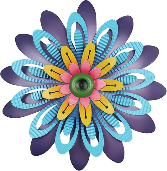 hogardeck Metal Flower Wall Decor 11" Multi-Colored Metal Floral Wall Art Decorations, Spring Yard Garden Decor Aesthetic for Indoor Outdoor, Boho Art for Bathroom Living Room Office Kitchen Patio
