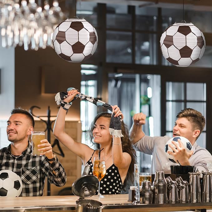 Kesoto 12 Inch Soccer Paper Lanterns Sports Soccer Themed Birthday Party Decorations Supplies Party Favors - Pack of 5