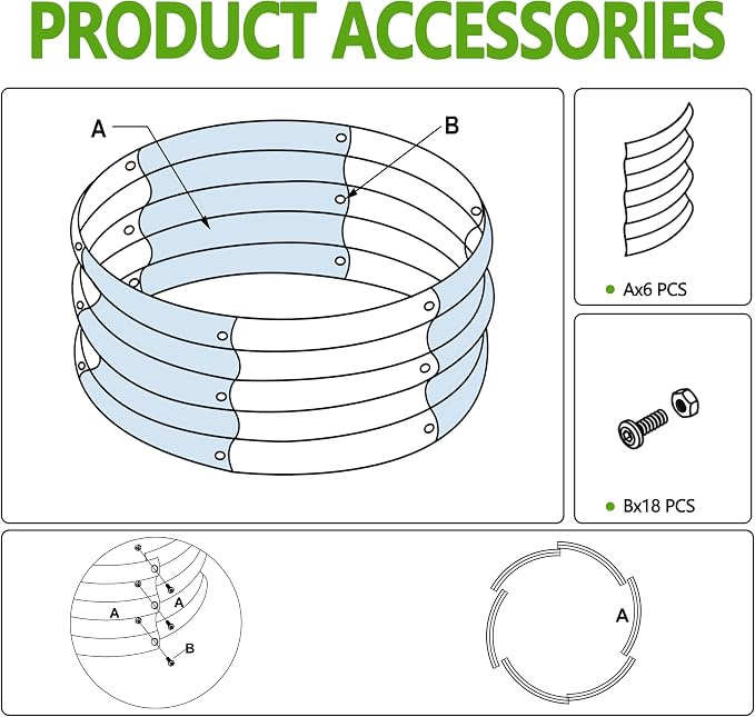 2PCS 4x4x1ft Galvanized Raised Garden Bed Kit,Round Garden Bed Outdoor Planter Box for Vegetables,Flowers,Herbs,Easy Assembly,Silver