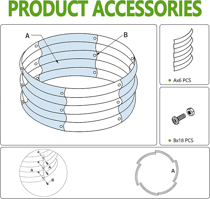 2PCS 2x2x1ft Galvanized Raised Garden Bed Kit-Round Garden Bed Outdoor Planter Box for Vegetables,Flowers,Herbs,Easy Assembly,Silver