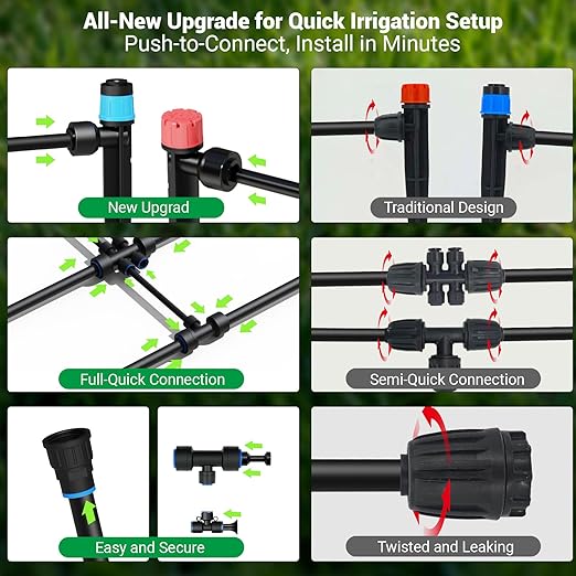 230FT Drip Irrigation System for Garden, 2026 Upgraded DIY Automatic Plant Watering Kit with Push-Fit Connectors, 30 Water-Saving Adjustable Drip Emitters for Yard, Lawn & Greenhouse