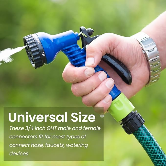 Hotop 16 Pieces Garden Hose Quick Connector 3/4 Inch Plastic Water Hose Fittings Male and Female Connectors End Adapters with 10 Pieces Rubber Gaskets(Fluorescent Color)