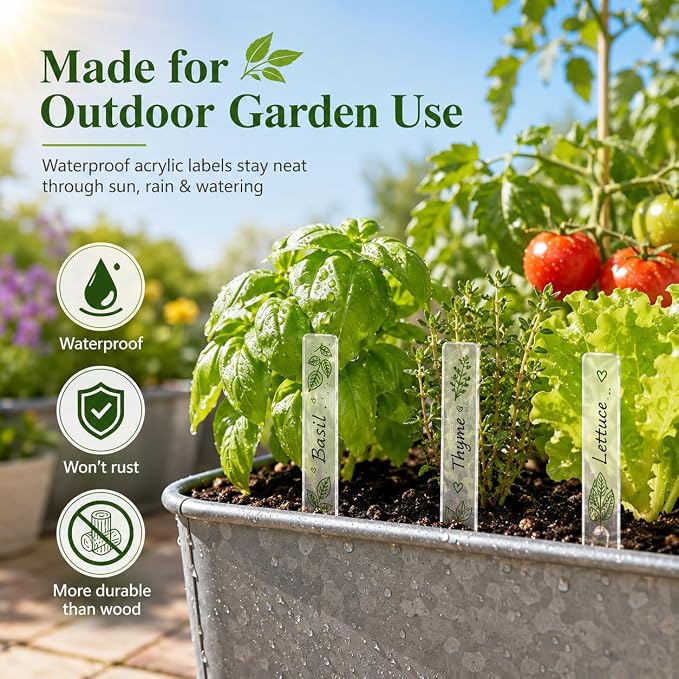 Garneck 72Pcs Acrylic Plant Labels Waterproof Garden Markers DIY Plant Tags Flower Id Stakes for Gardening Identifying Labels