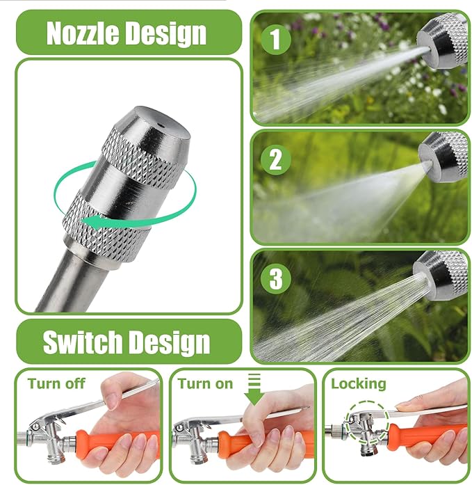 Replacement Pump Sprayer Wand, 29 Inch All Metal Spray Wand for Tank Sprayer with Stainless Steel Extension Tubes, 1/4" 3/8" Brass Barbs Joint Parts for Weed Lawn Plants Careing Watering