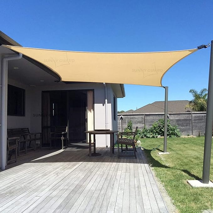 SUNNY GUARD Sun Shade Sail 8'x12' Rectangle Sand UV Block Sunshade for Backyard Yard Deck Patio Garden Outdoor Activities and Facility(Customisable)