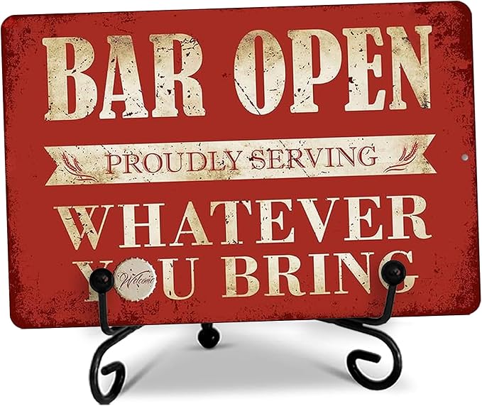 Vintage Metal Sign, Metal Wall Art, Funny Bar Signs, Motivational Positive Affirmations Wall Decor, Funny Tin Signs for Home Office School Gym & Locker Room 8x12 Inch (5-Pack Funny Metal Bar Sign Set)