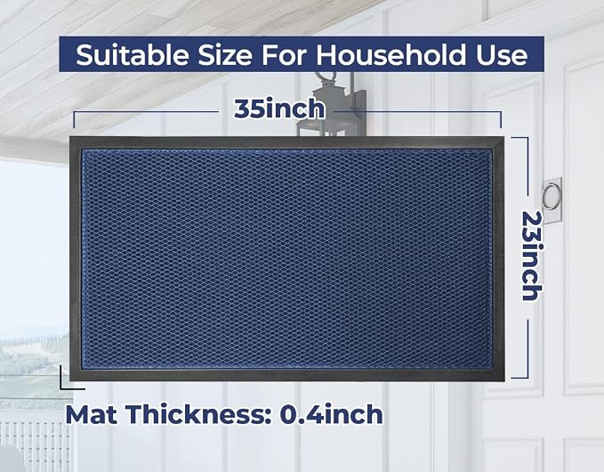 Muddy Mat® Meshy Mat™ Door Mat Heavy-Duty Quick-Dry Floor Mat, Sand & Dirt Trapper for Indoor & Outdoor, Ideal for Entrance, Mudrooms,Patios & Garages,Low-Profile,Non-Slip,Washable– Blue 23"x35"x0.4"