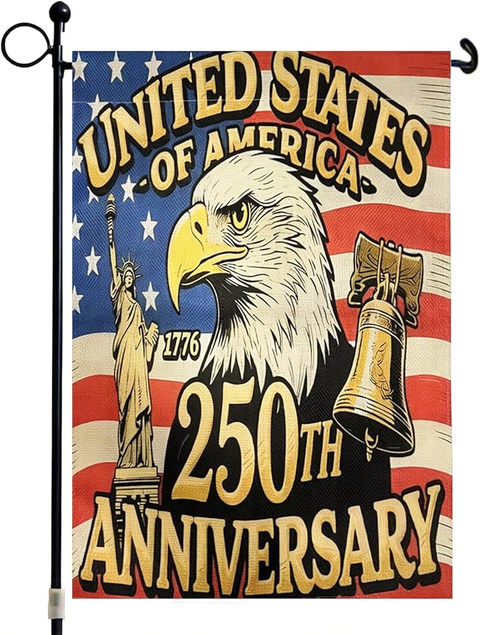 250 Anniversary usa Garden Flag 12x18 Double Sided, 1776-2026 USA 250th Anniversary Patriotic Yard Decor Vintage US Map Flag