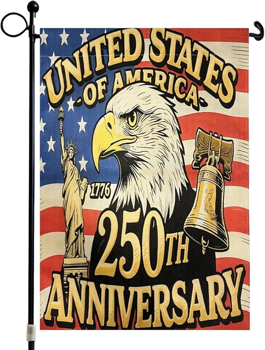 250 Anniversary usa Garden Flag 12x18 Double Sided, 1776-2026 USA 250th Anniversary Patriotic Yard Decor Vintage US Map Flag