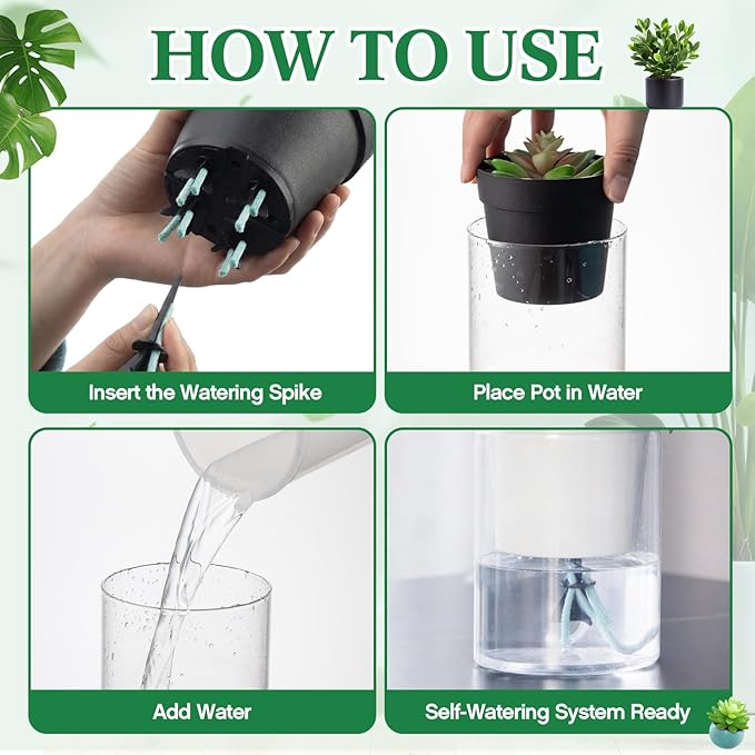 20 Pack Self Watering Spikes for Indoor Outdoor Plants, Automatic Plant Watering Stakes with 32.8ft Capillary Wick Rope, DIY Vacation Waterer for Potted Plant Seedling Garden Pot (Medium)