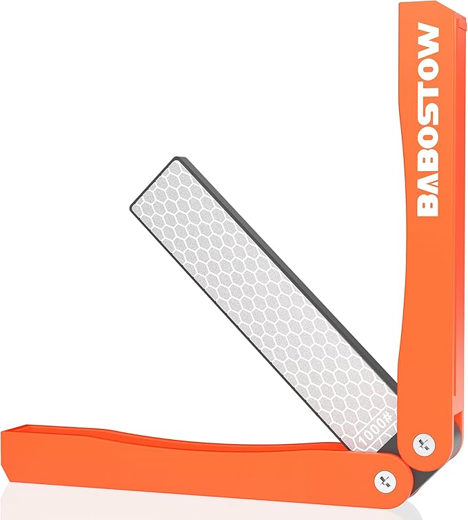 Diamond Knife Sharpener Tool, 400/1000 Grits Double Sided Diamond Sharpening Stone Tool, Manual Knife Sharpener Tool, Portable Folding Knife Sharpeners for Kitchen and Outdoors - Orange