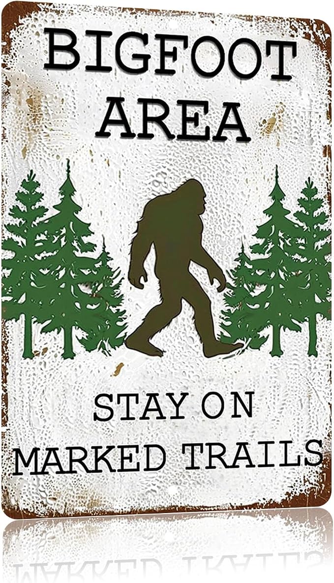 Big Foot Sasquatch Gifts,Vintage Funny Metal Bigfoot Signs for Outdoor,Garden,Street,Forest,Yard Decor,8x12 Inches