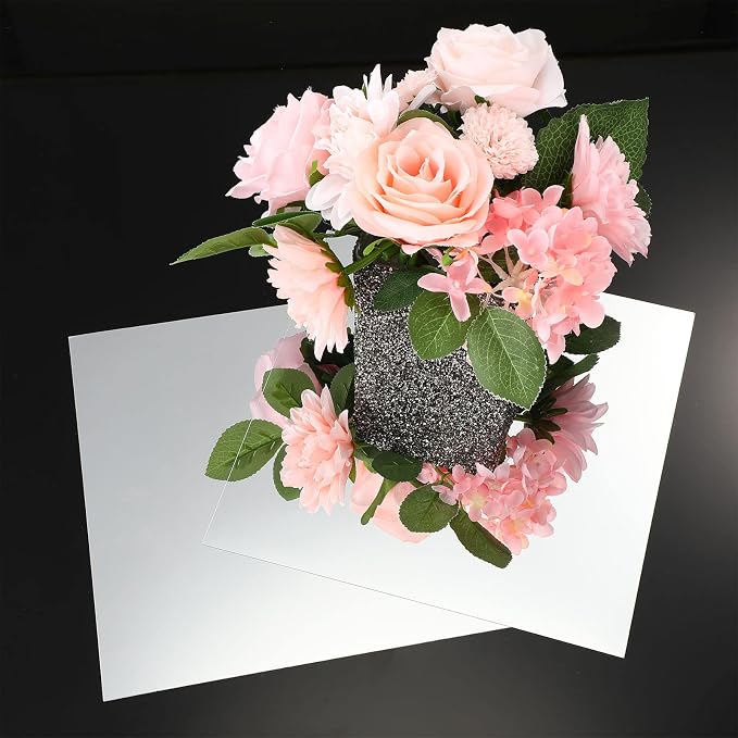 Zonon Flexible Mirror Sheets Self Adhesive Non Glass Mirror Tiles Stickers for Home Wall Decor(10 Pieces,10 x 10 Inches)