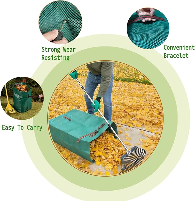 Reusable Lawn Bags,Collapsible Leaf Collector,72 Gallon Yard Waste Bags,Extra Large Leaf Dustpan Type Garden Bags For Leaves,Grass,Clippings,Debris
