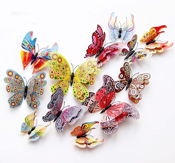 OPSEAM Butterfly Wall Decor 72 PCS, 3D Butterflies Stickers for Party Decorations with Magnets (Circl, 72)