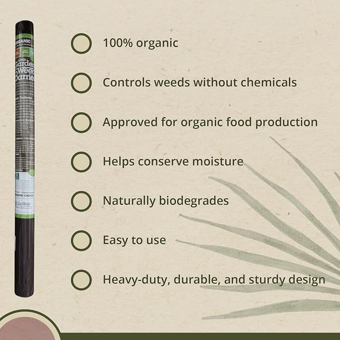 Dewitt Garden Weed Barrier Natural Paper Mulch, Black, 3 x 300 Feet – Organic Gardening Ground Cover Mat for Vegetable Gardens, Beds, Greenhouse, and Outdoor Planting Areas