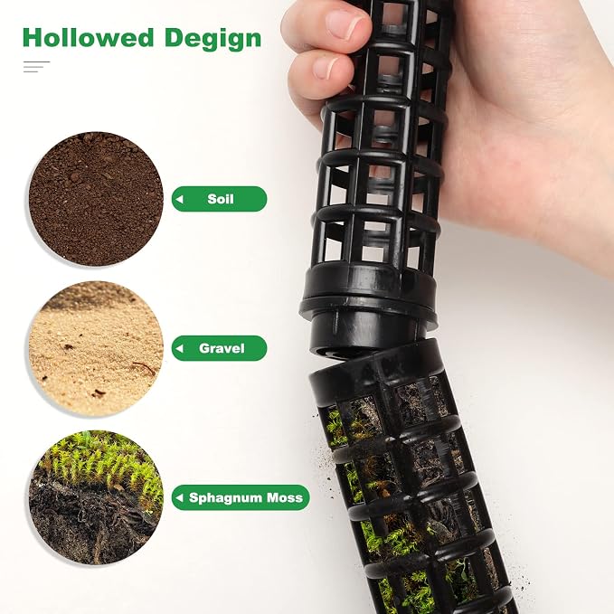 Moss Pole for Climbing Plants Monstera, Indoor Plant Supports, Plastic Moss Stick, Plant Stake for Garden, Extension Aid Climbing Rob (Black, 6pcs 10inch)