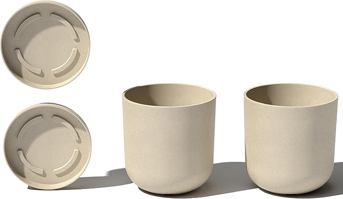 Veradek Mason Series Lima Planter - Round Planter for Indoor or Outdoor Porch/Garden | Made from Plastic-Stone Composite with Drainage Holes | Modern Décor for Succulents, Flowers, Small Plants