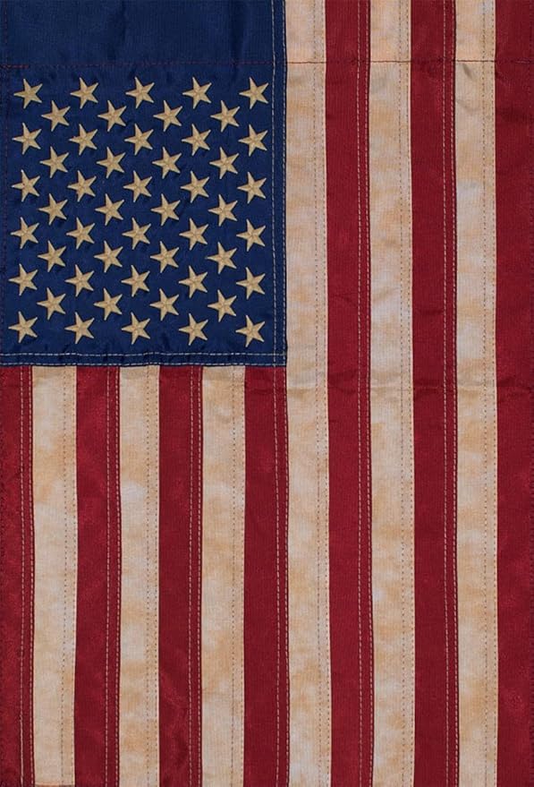 American Flag tea Stained Applique Garden Flag 12.5" x 18"