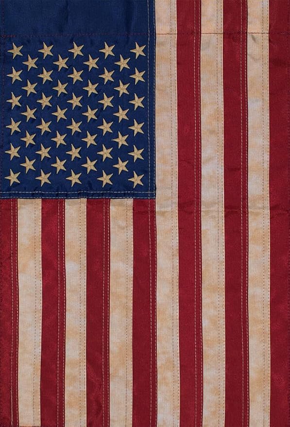 American Flag tea Stained Applique Garden Flag 12.5" x 18"