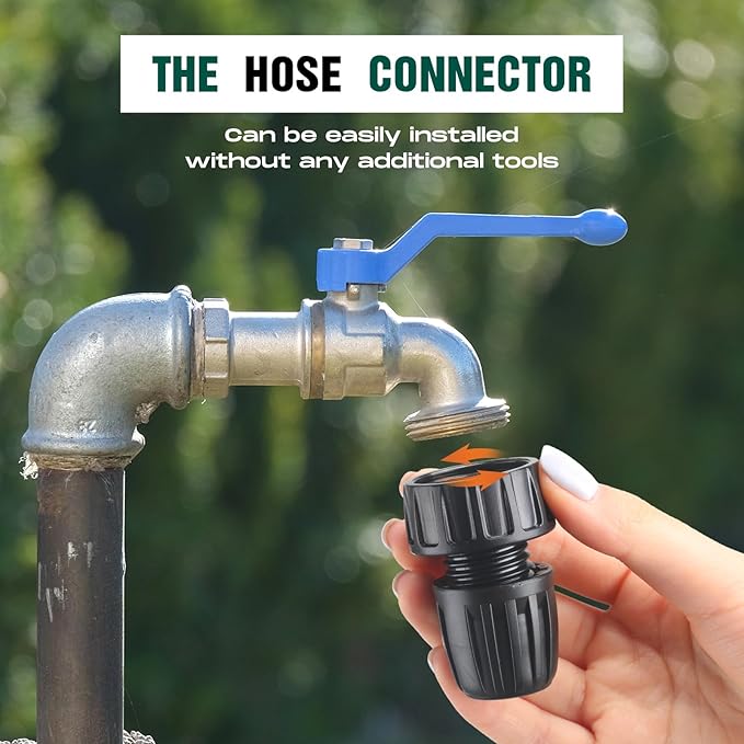 Pushglossy 32 Pcs 1/2 Tubing Irrigation Fittings Kit 1/2 ID x 0.6-0.63 OD 16 mm Drip Irrigation Barbed Connectors 4 Switch Valves, 8 Tees, 8 Couplings, 4 Elbows, 4 Ends, 4 Adapters (Green, Black)