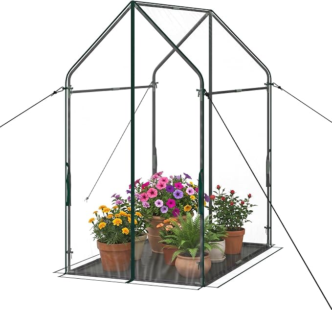 Giantex Mini Greenhouse, Outdoor Portable Green House with Sturdy Metal Frame, Ground Stakes & Wind Ropes, Clear Tent Small Greenhouse for Indoor Outdoor Plants (54"x36"x67")