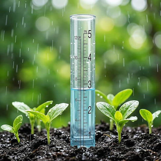 2-Pack Rain Gauge Replacement Tube - 5" Capacity Easy-to-Read Magnifying Rain Gauge for Outdoor - Plastic Clear Rain Gauges for Garden Yard Home - Accurate Measurement with Dual Scales