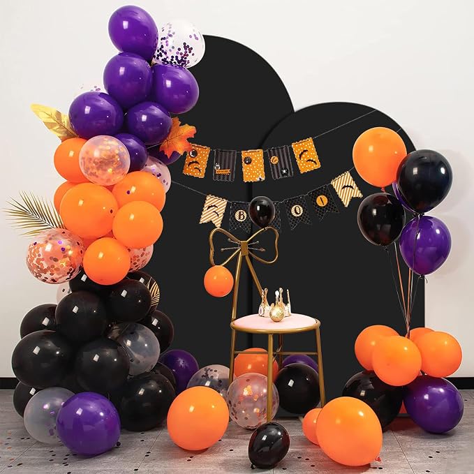 SuuWoee Arch Backdrop Stand Set of 2 With Black Cover (7.2FT+6FT) Gold Metal Wedding Arch Stand Balloon Arched for Birthday Party Baby Shower Graduation Ceremony Decoration