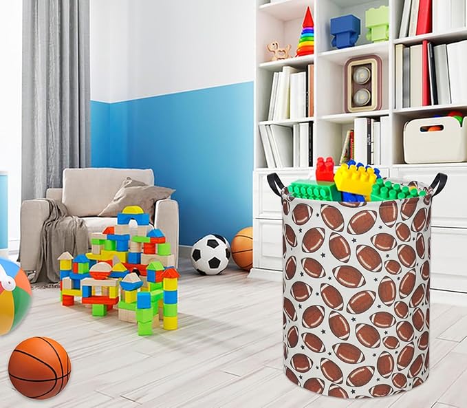 Kids Laundry Basket Baby Hamper Toy Storage Bin for Boys Room Decor for Bedroom Bathroom(Football)