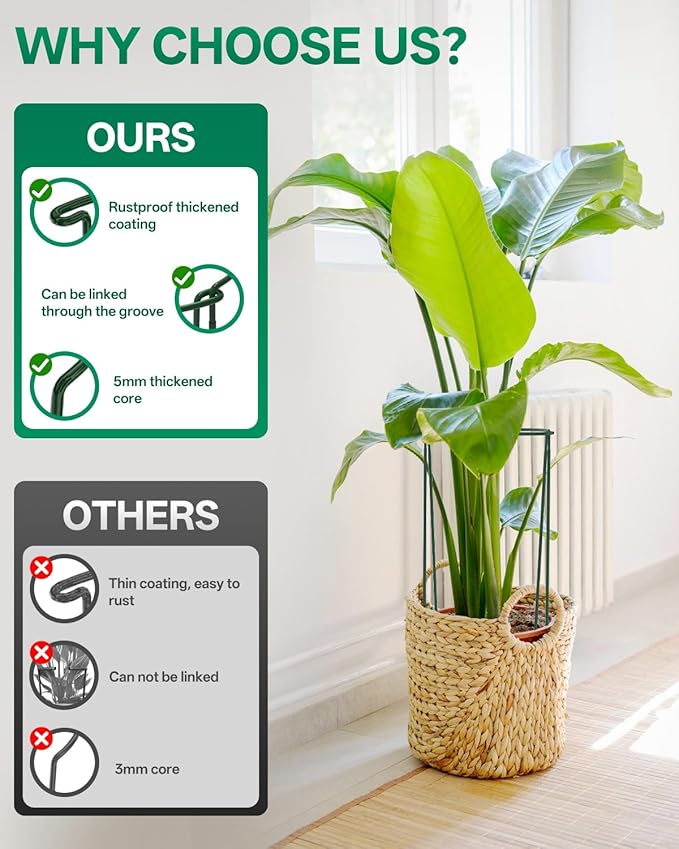 Breeze Touch 16 Pack Plant Support Stakes, 24 Inch Plant Stakes for Outdoor Plants, Peony Cage with 15 Pcs Green Lables, Peony Cages and Supports, Peonies Support Cages Flower Stakes for Plants