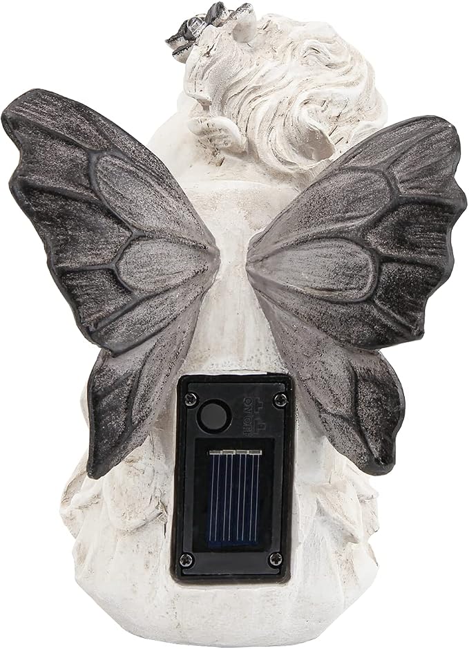 Leekung Angel Statue with Solar Powered Light for Garden Decor,Garden Statues for Patio Yard Porch Lawn Outdoor Decor,Angels Garden Sculptures & Statues,Angel Figurines Memorial Spiritual Gifts