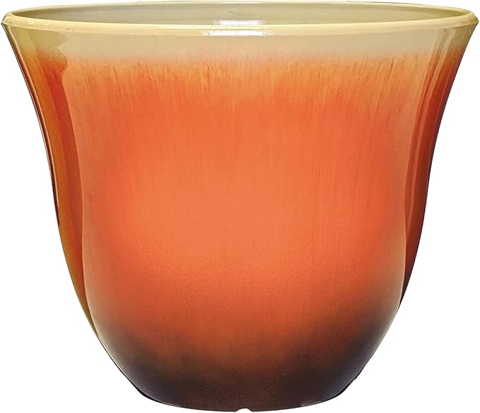 Classic Home and Garden by Growscape Honeysuckle Resin Planters - Lightweight Indoor & Outdoor Plant Pots - UV-Resistant Plastic Flower Pots - Pot Planters for Flowers & Herbs (13" Tequila Sunrise)