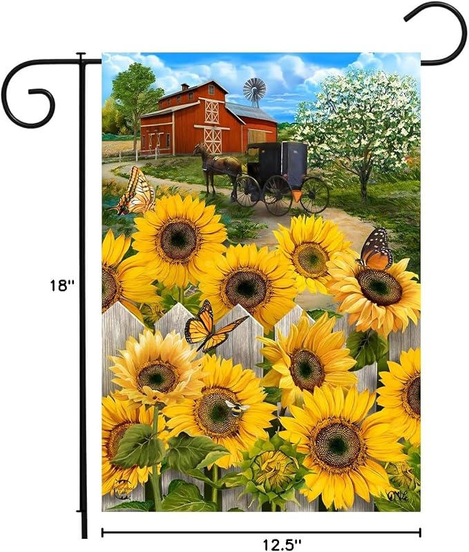 Briarwood Lane Country Sunflowers Summer Garden Flag Farm Barn Floral 12.5" x 18"